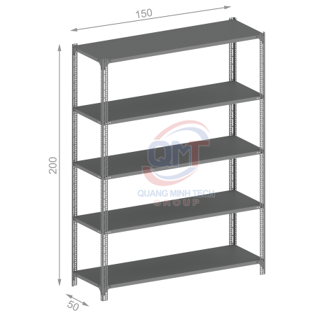 Kệ V lỗ 5 tầng- 50x150x200 (cm)