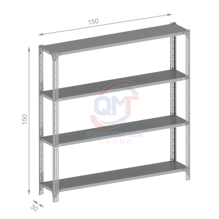 Kệ V lỗ 4 tầng- L150W30H150 (cm) bền đẹp, giá rẻ nhất