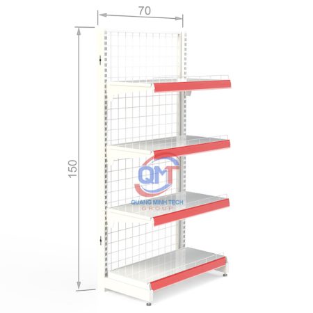 Kệ siêu thị tôn lưới đơn 4 tầng - L70xH150 (cm)