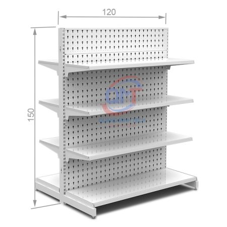 Kệ siêu thị tôn đục lỗ đôi 4 tầng L120xH150 (cm) uy tín, giá rẻ nhất