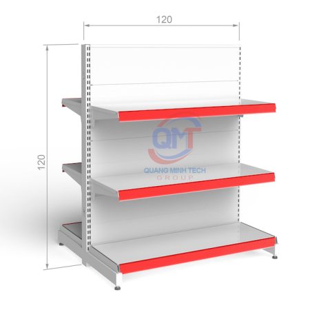 Kệ siêu thị tôn đục lỗ đôi 3 tầng 120x120 (cm) bền đẹp, giá rẻ nhất