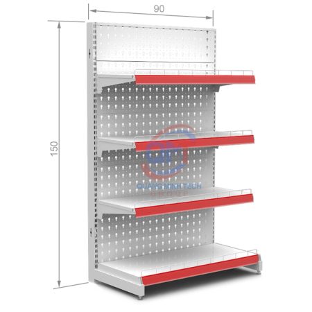 Kệ siêu thị tôn đục lỗ đơn 4 tầng- L90xH150 (cm) uy tín, giá rẻ nhất